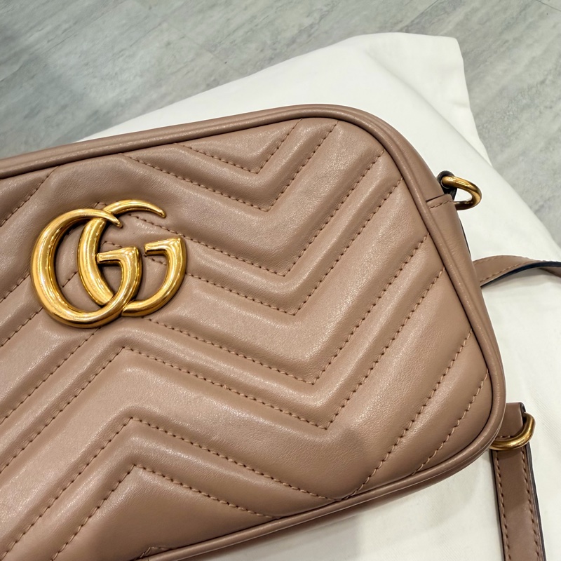 Gucci 經典 marmont 相機包 裸粉-10
