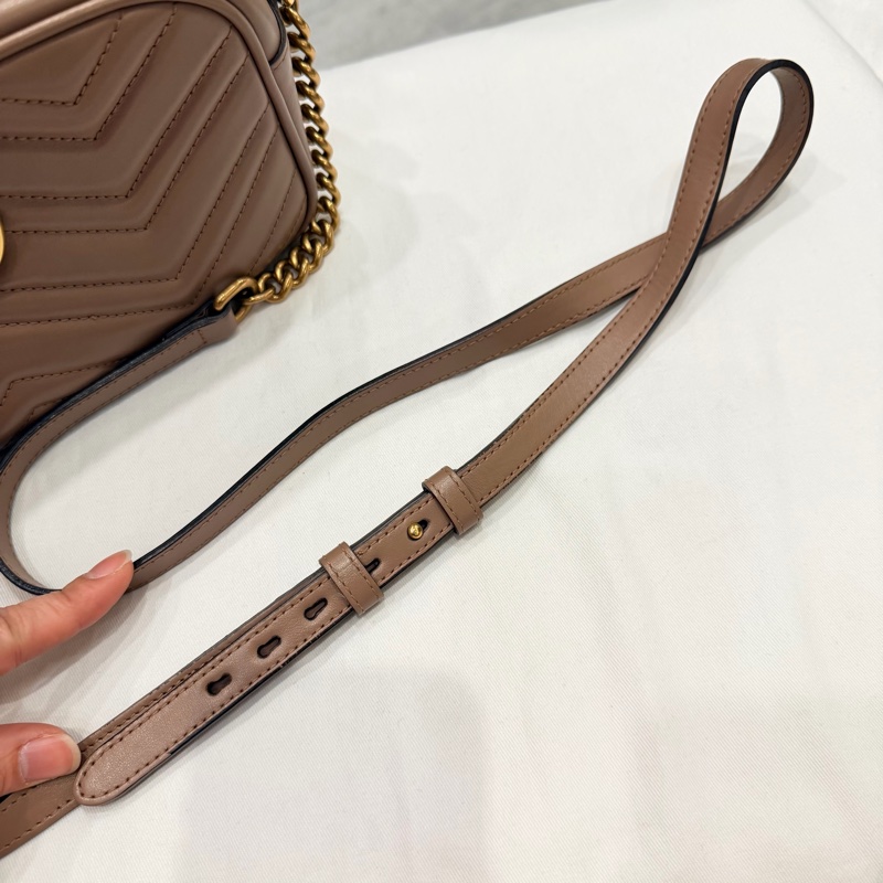 Gucci 經典 marmont 相機包 裸粉-16