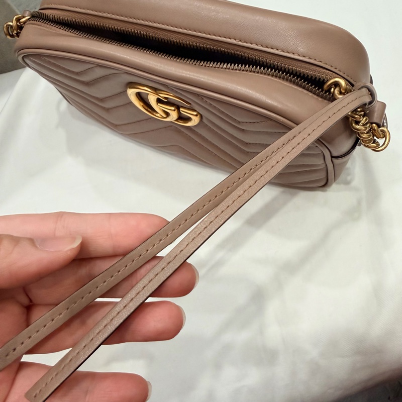 Gucci 經典 marmont 相機包 裸粉-26
