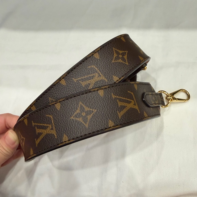 Louis Vuitton LV 經典老花拼粉 雙面 寬背帶-0