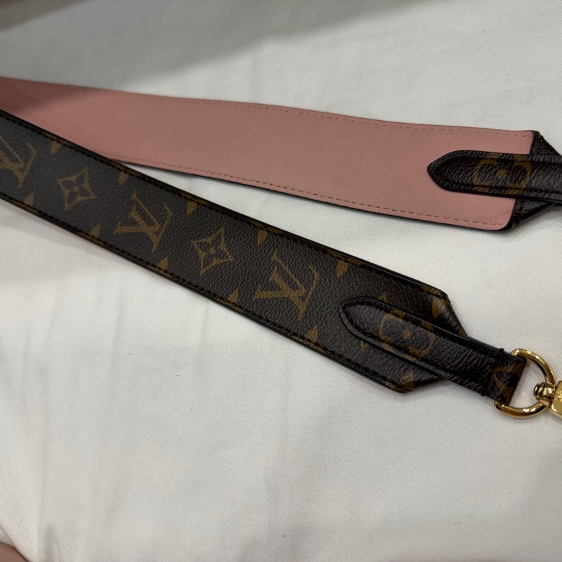 Louis Vuitton LV 經典老花拼粉 雙面 寬背帶-17