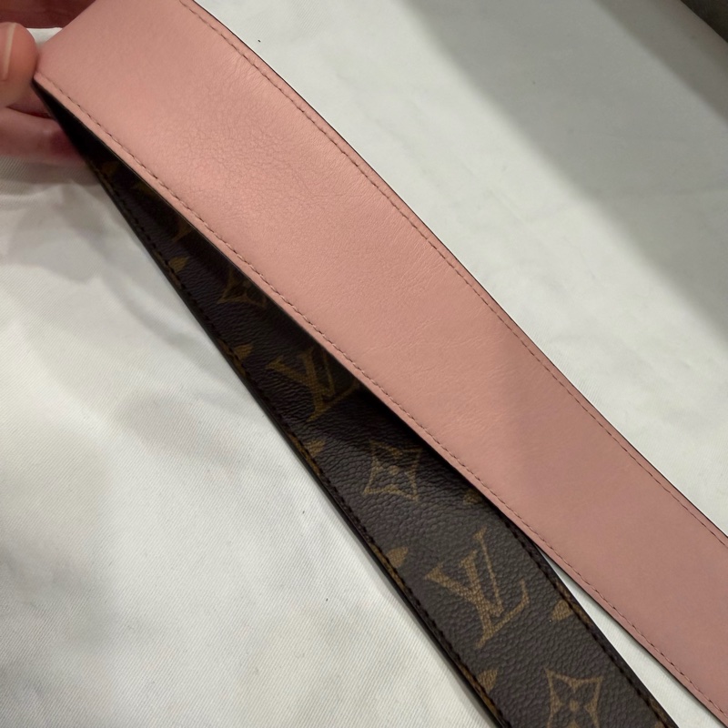 Louis Vuitton LV 經典老花拼粉 雙面 寬背帶-24