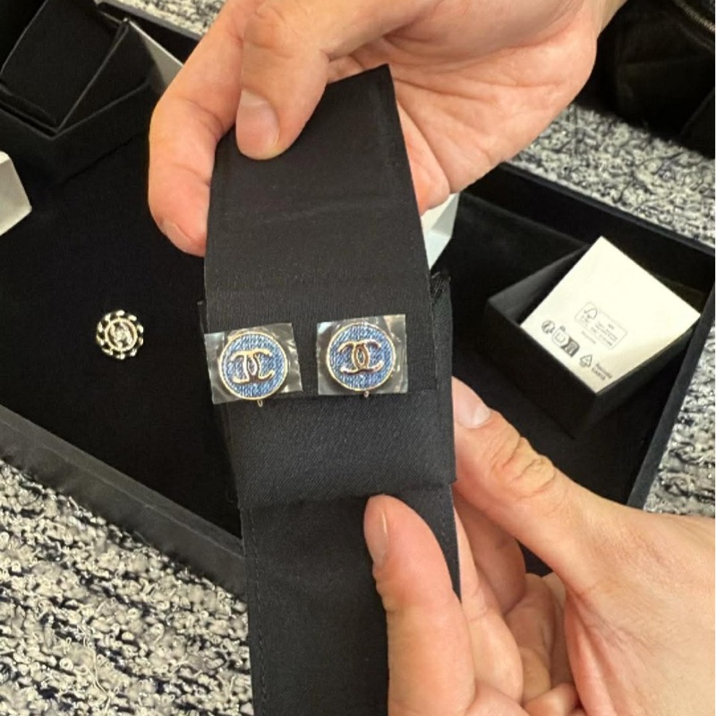 💖Chanel 牛仔耳環 耳夾 26C 圓形款💖 全新-6