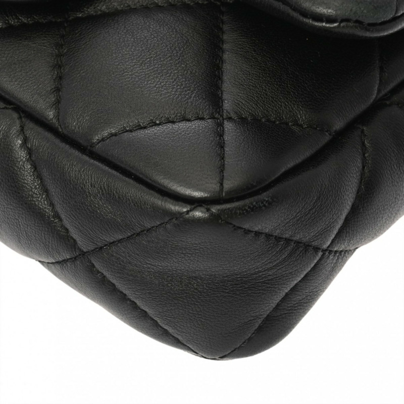 香奈兒 (CHANEL) Matelasse 迷你翻蓋包，黑色，女士羊皮，半肩帶 A 級，二手，Ginzo-7