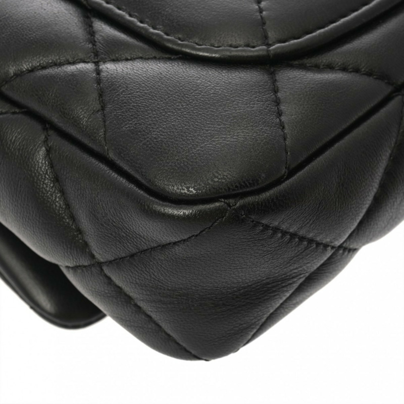香奈兒 (CHANEL) Matelasse 迷你翻蓋包，黑色，女士羊皮，半肩帶 A 級，二手，Ginzo-8