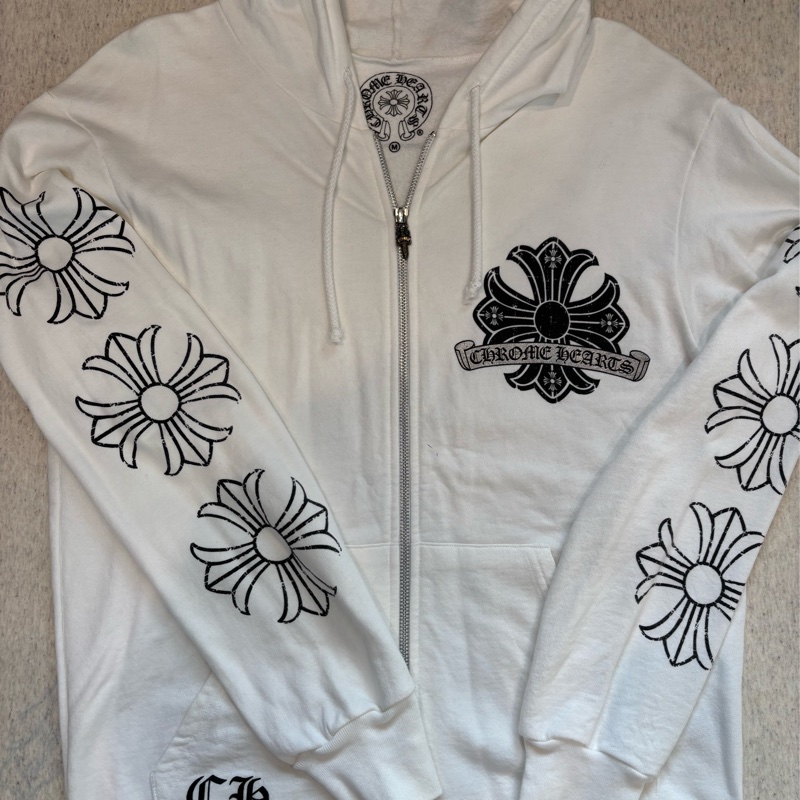 Chrome Hearts 白 捲軸十字花 薄棉外套 M-0