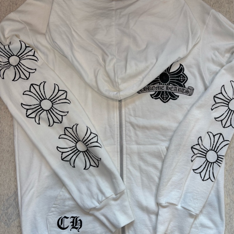 Chrome Hearts 白 捲軸十字花 薄棉外套 M-1