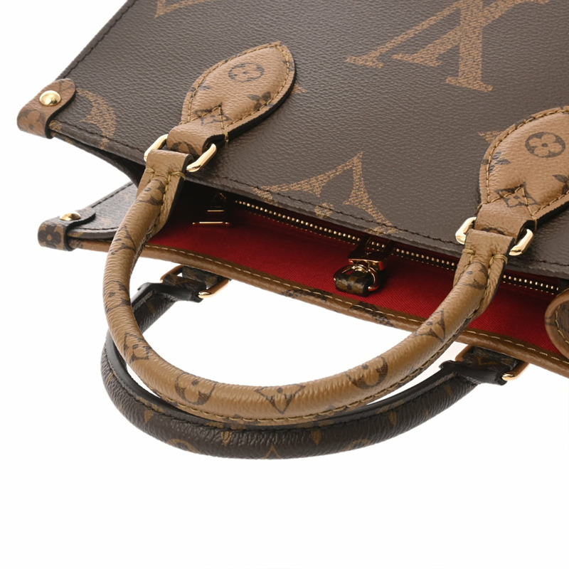 路易威登 Monogram Reverse On the Go PM 棕色女士帆布手提包 M46373,近全新,二手,Ginzo-3