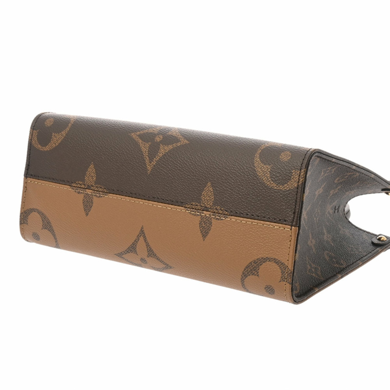 路易威登 Monogram Reverse On the Go PM 棕色女士帆布手提包 M46373,近全新,二手,Ginzo-5