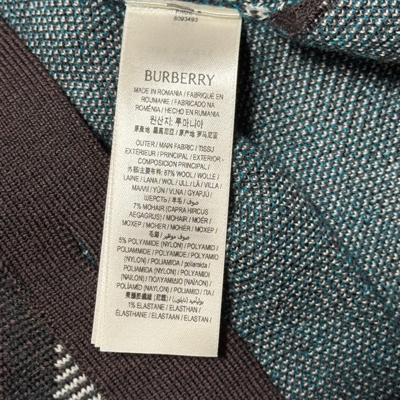 Burberry博柏利 格纹单排扣宽松长袖 针织衫 女款 棕色-5