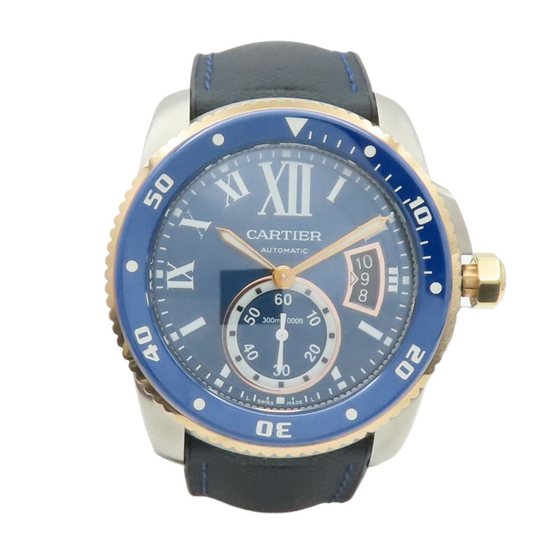 藍色錶盤 黑色膠帶 Calibre de Cartier Diver 腕錶【Cartier 卡地亞】 W2CA0008-1