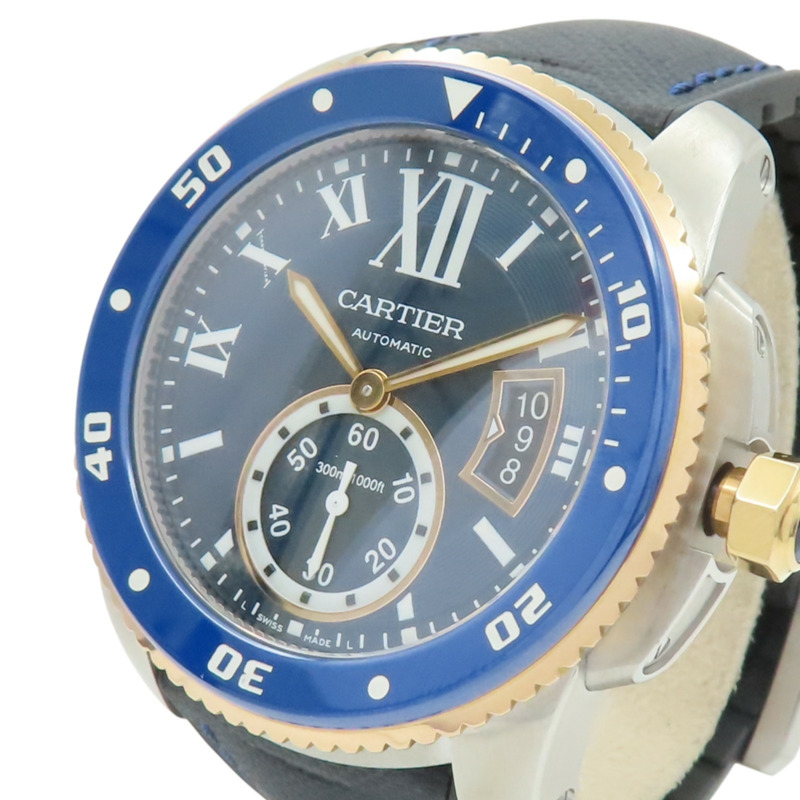 藍色錶盤 黑色膠帶 Calibre de Cartier Diver 腕錶【Cartier 卡地亞】 W2CA0008-2