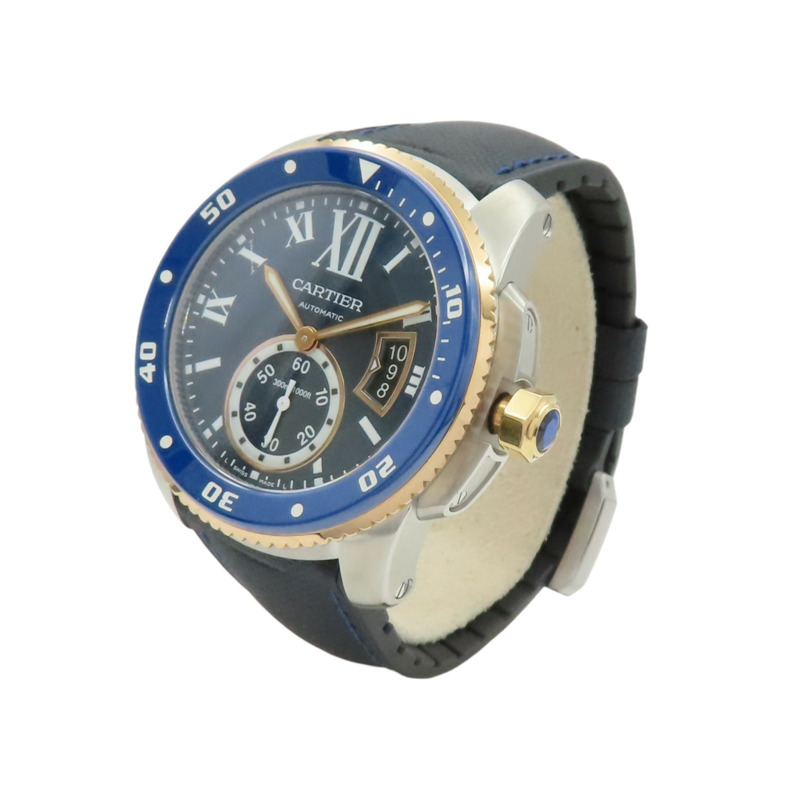 藍色錶盤 黑色膠帶 Calibre de Cartier Diver 腕錶【Cartier 卡地亞】 W2CA0008-3