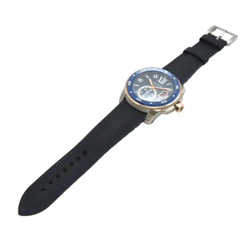 藍色錶盤 黑色膠帶 Calibre de Cartier Diver 腕錶【Cartier 卡地亞】 W2CA0008-4