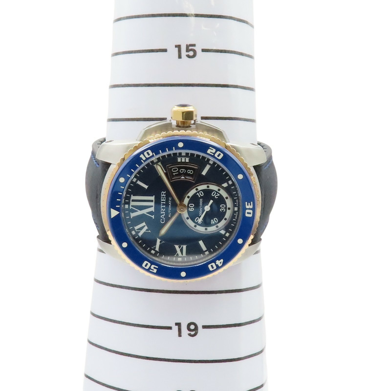 藍色錶盤 黑色膠帶 Calibre de Cartier Diver 腕錶【Cartier 卡地亞】 W2CA0008-11
