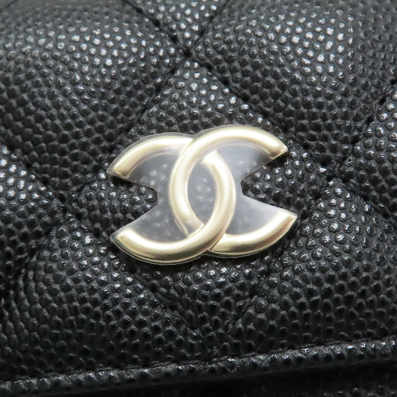 黑色 荔枝紋牛皮 鍊帶 腰包 金扣【CHANEL 香奈兒】 AP2401-4