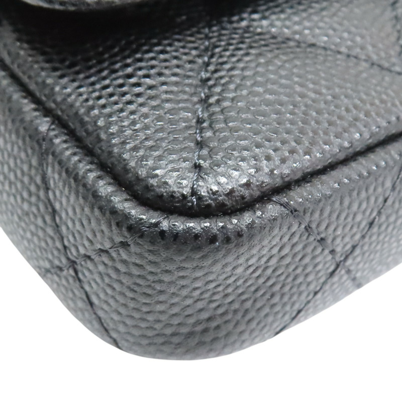 黑色 荔枝紋牛皮 鍊帶 腰包 金扣【CHANEL 香奈兒】 AP2401-11