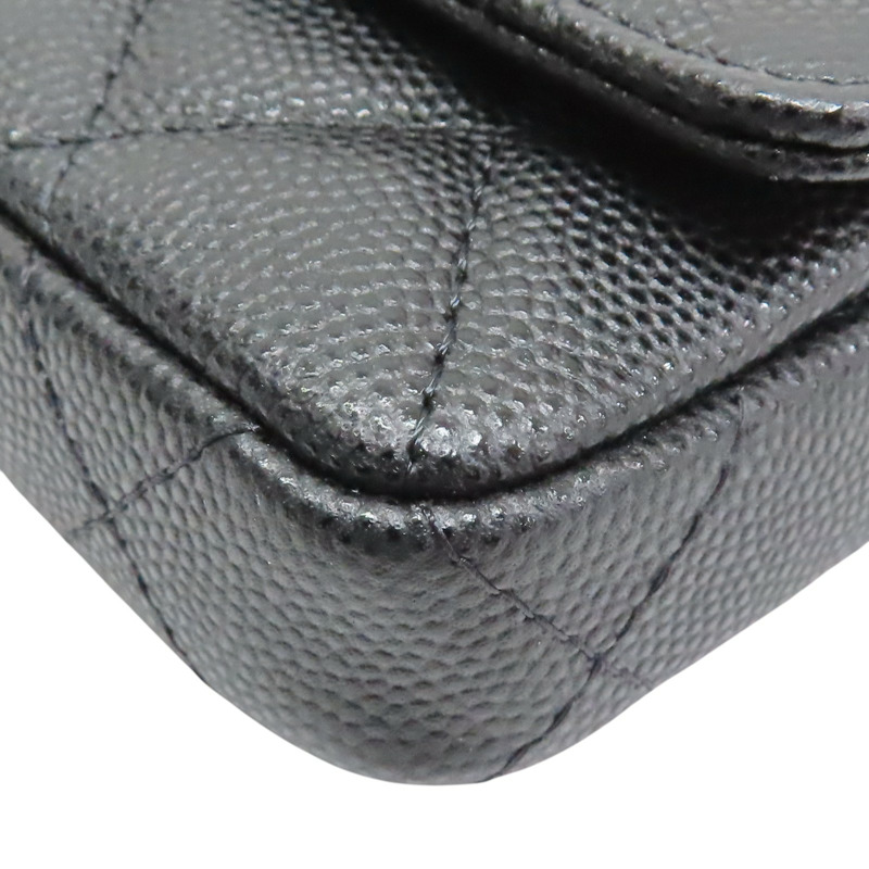 黑色 荔枝紋牛皮 鍊帶 腰包 金扣【CHANEL 香奈兒】 AP2401-12