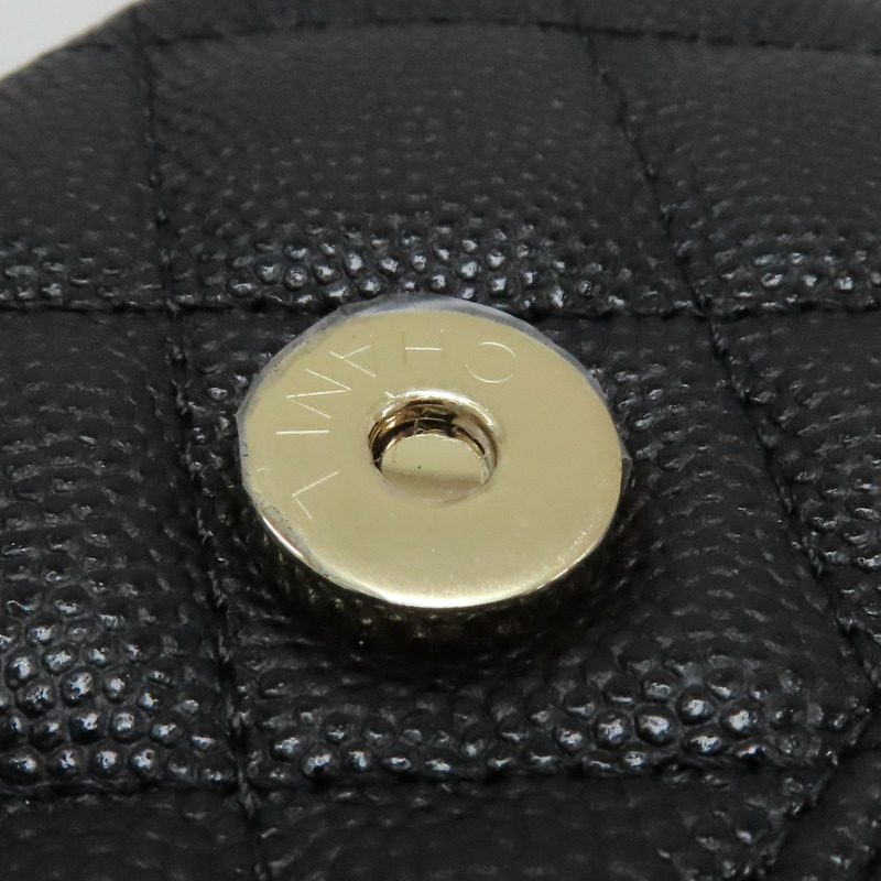 黑色 荔枝紋牛皮 鍊帶 腰包 金扣【CHANEL 香奈兒】 AP2401-15