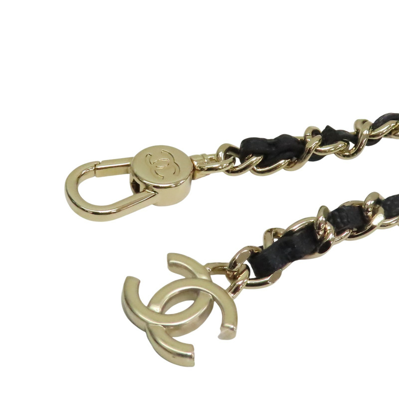 黑色 荔枝紋牛皮 鍊帶 腰包 金扣【CHANEL 香奈兒】 AP2401-18