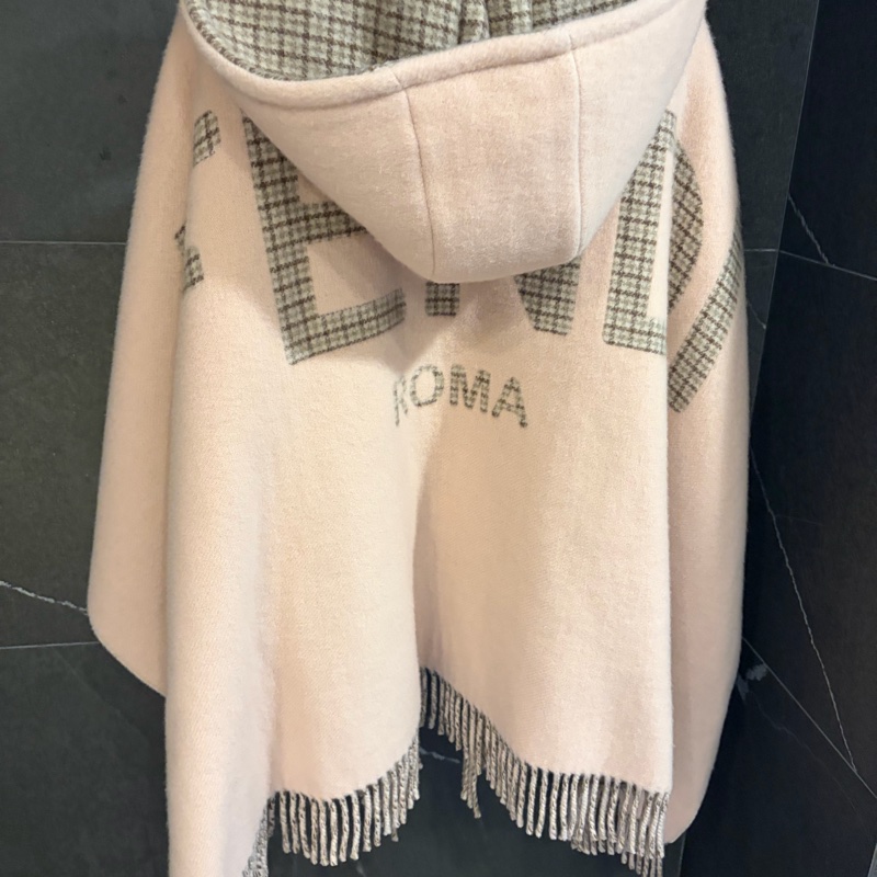 Fendi 羊毛粉色雙面圖案斗篷-2