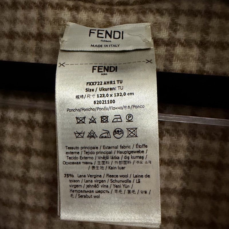 Fendi 羊毛粉色雙面圖案斗篷-7