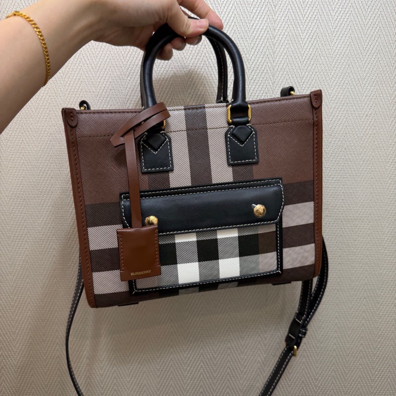 Bueberry 經典格紋金釦Freya迷你手提斜背托特包-0