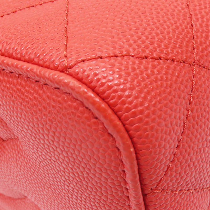 橘紅色 牛皮 菱格紋 荔枝紋 化妝包 鍊帶 肩背包 金扣 AP1341-10