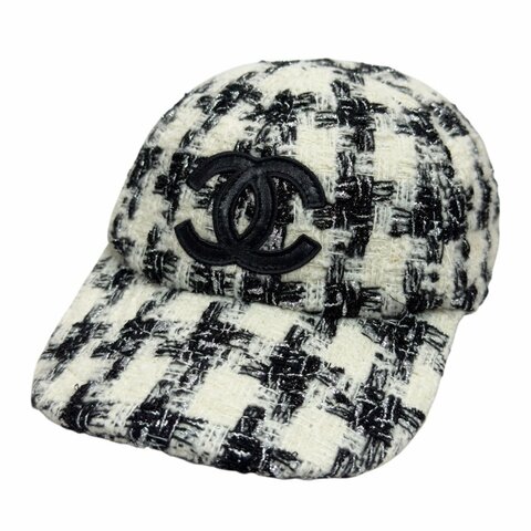 CHANEL CC 粗花呢 閃閃銀絲 棒球帽