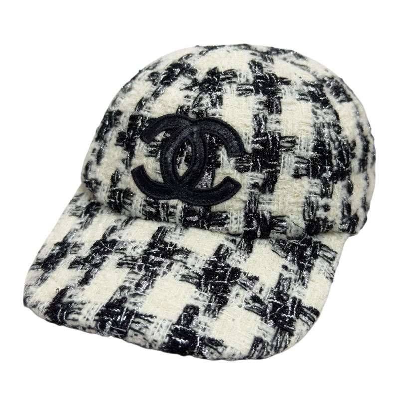CHANEL CC 粗花呢 閃閃銀絲 棒球帽-0