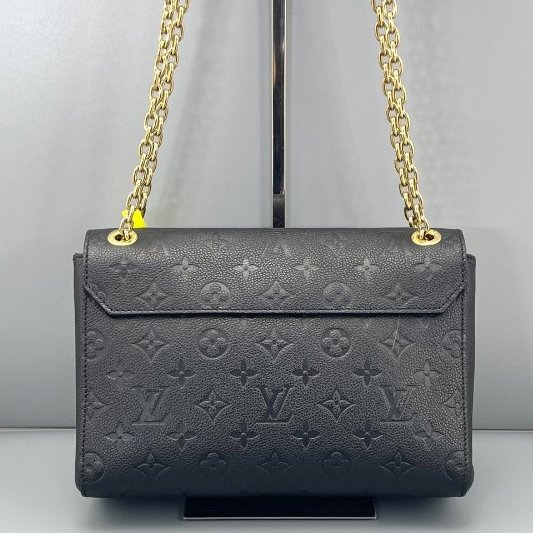 芯片款 路易威登/Louis Vuitton Vavin中號黑色壓花金色鏈條包-1