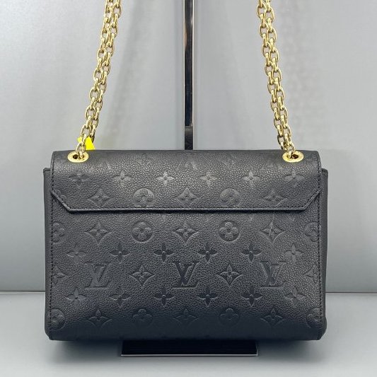 芯片款 路易威登/Louis Vuitton Vavin中號黑色壓花金色鏈條包-6