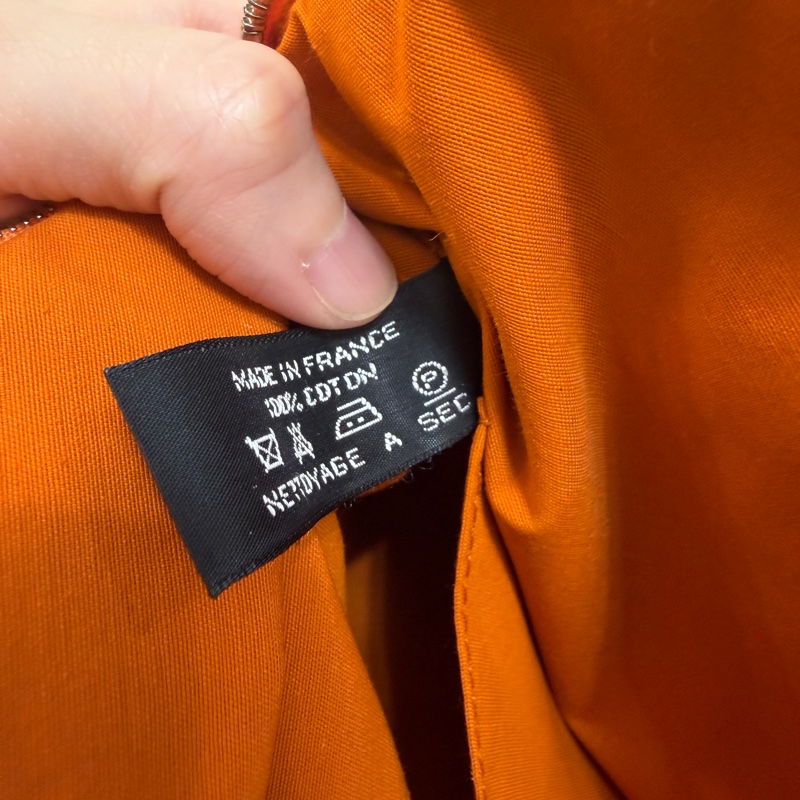 Hermes 橙色帆布銀釦收納化妝包-15