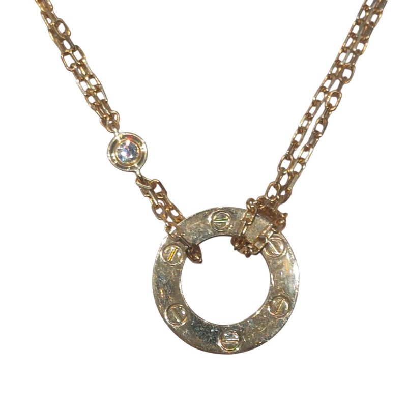 CARTIER 卡地亞 B7219500 LOVE CIRCLE DIAMOND NECKLACE 18K 項鍊 YG 鑽石-2