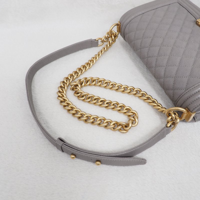 CHANEL Le Boy 25 香灰兒中號灰色 26開-5