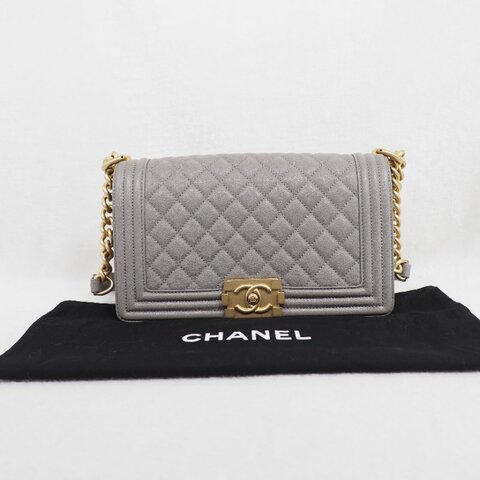 CHANEL Le Boy 25 香灰兒中號灰色 26開