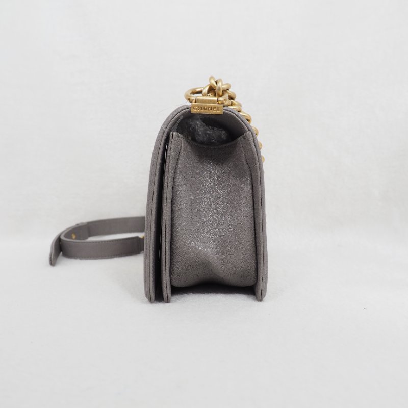 CHANEL Le Boy 25 香灰兒中號灰色 26開-8