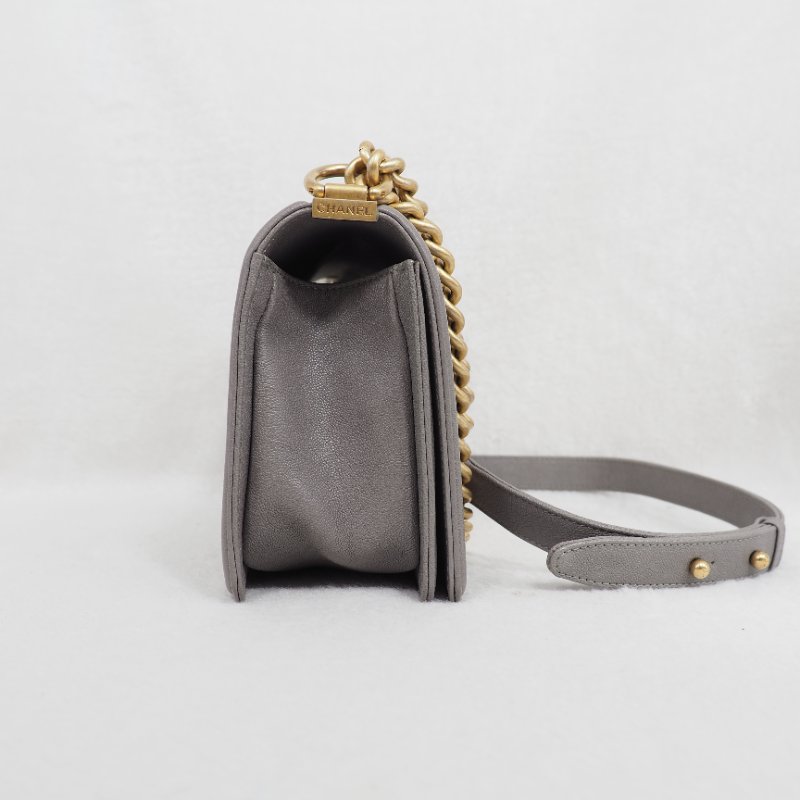 CHANEL Le Boy 25 香灰兒中號灰色 26開-10