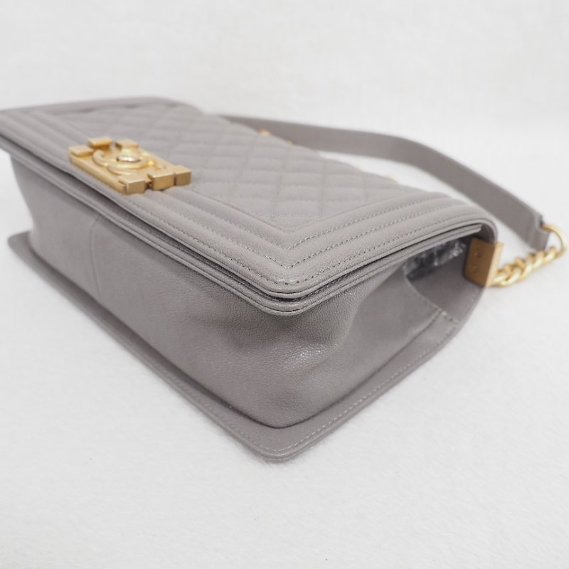 CHANEL Le Boy 25 香灰兒中號灰色 26開-12