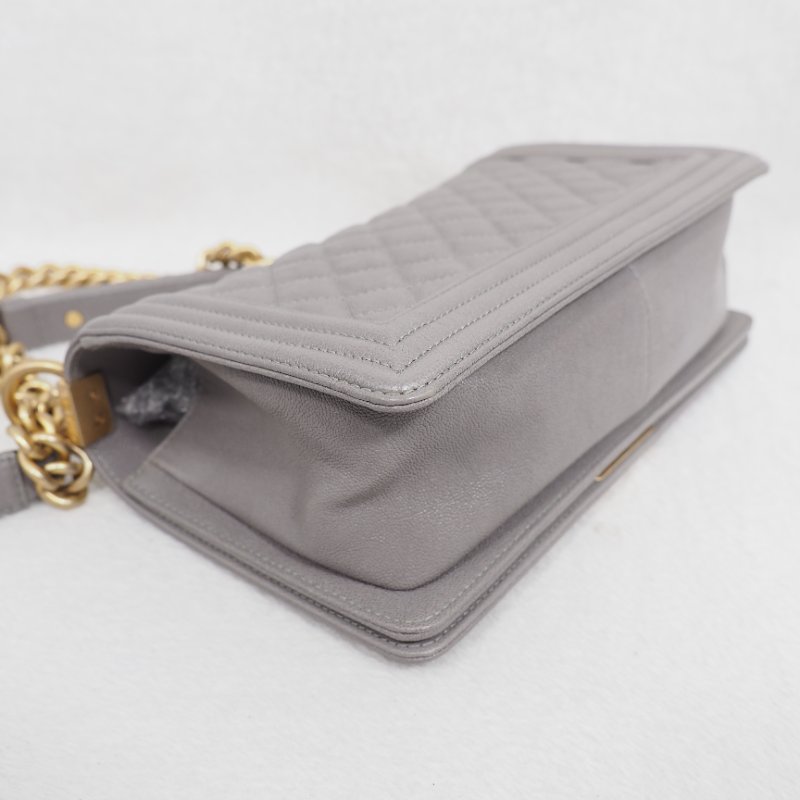 CHANEL Le Boy 25 香灰兒中號灰色 26開-14