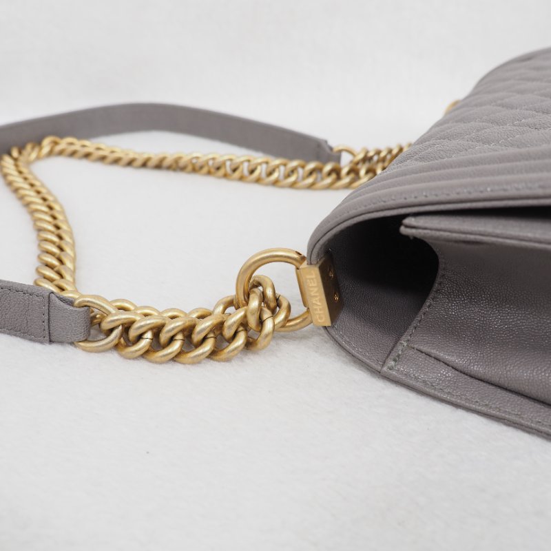 CHANEL Le Boy 25 香灰兒中號灰色 26開-21