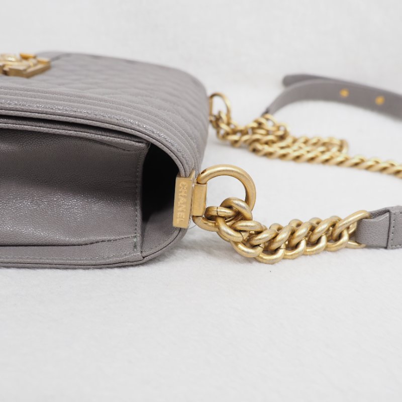 CHANEL Le Boy 25 香灰兒中號灰色 26開-22