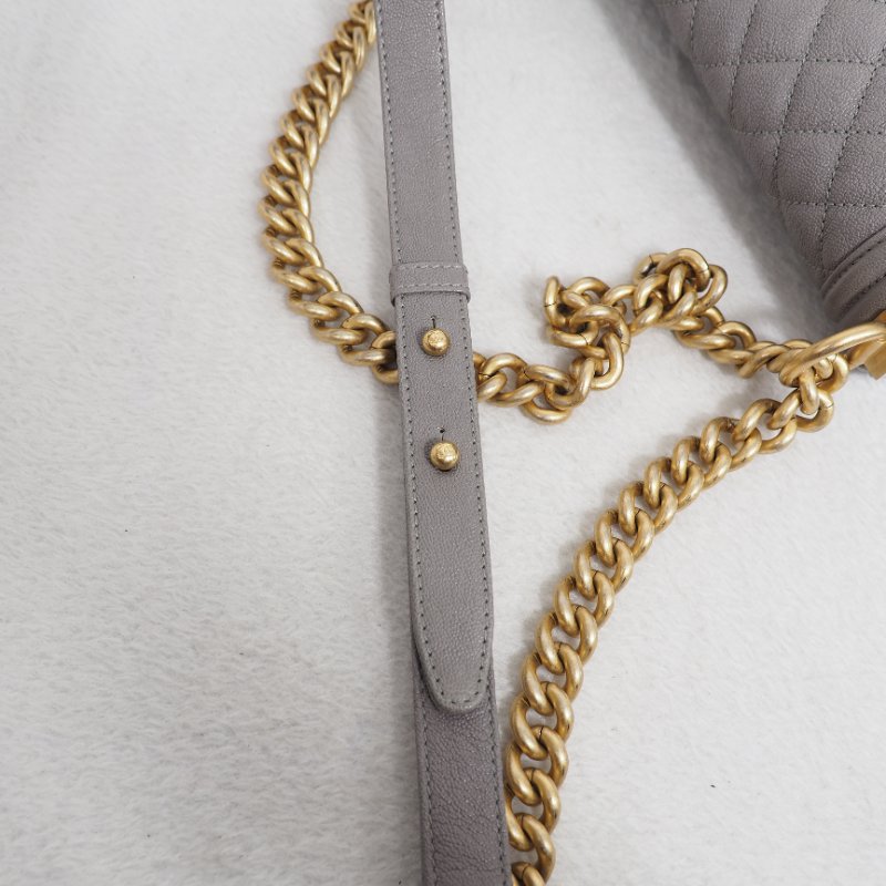 CHANEL Le Boy 25 香灰兒中號灰色 26開-24