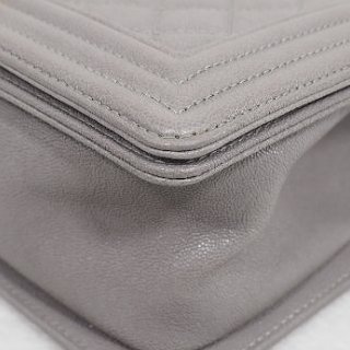 CHANEL Le Boy 25 香灰兒中號灰色 26開-26