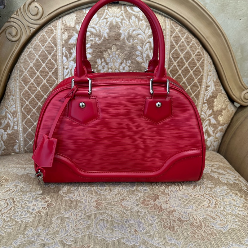 LV 紅epi銀釦Bowling Montaigne手提保齡球包M5932E-0