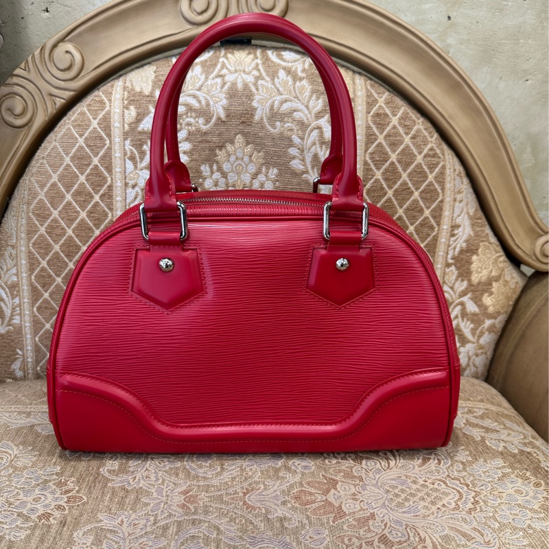 LV 紅epi銀釦Bowling Montaigne手提保齡球包M5932E-1