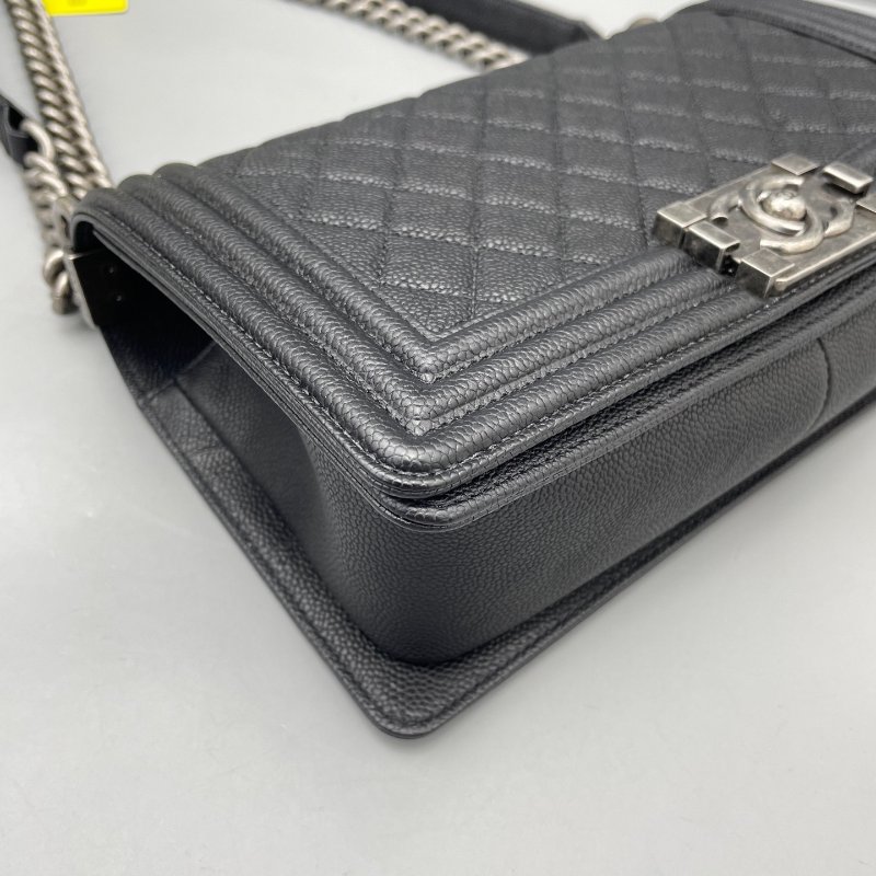 香奈兒/Chanel Leboy中號黑銀菱格鏈條包-3