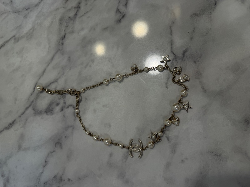 Chanel 水鑽雙C珍珠星星愛心項鍊-1