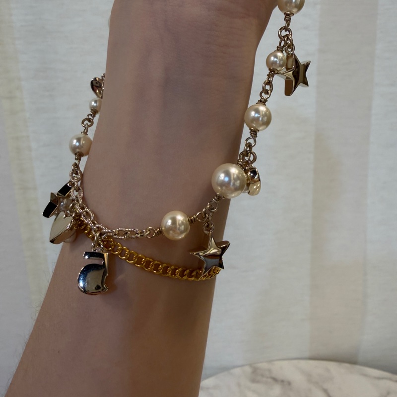 Chanel 水鑽雙C珍珠星星愛心項鍊-9