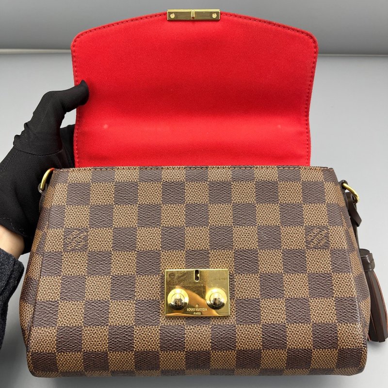芯片款 路易威登/Louis Vuitton 流蘇郵差包棕棋盤格 手提包-8